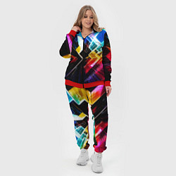 Женский 3D-костюм Неоновая молния Абстракция Neon Lightning Abstract, цвет: 3D-красный — фото 2