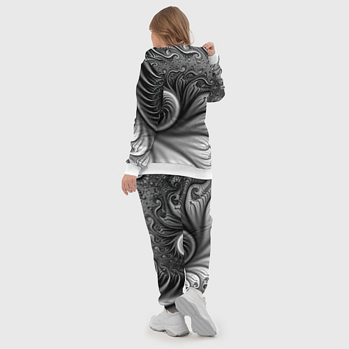 Женский костюм Футуристический фрактальный абстрактный паттерн Fu / 3D-Белый – фото 5