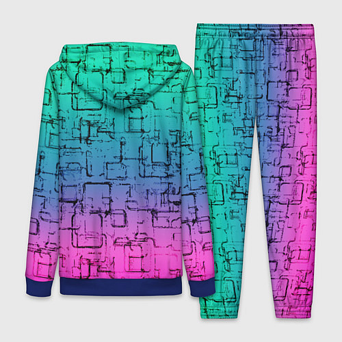 Женский костюм Абстрактный узор на розово-бирюзовом градиентном ф / 3D-Синий – фото 2