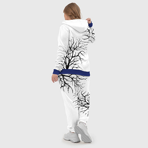 Женский костюм Черные ветки деревьев на белом фоне / 3D-Синий – фото 5