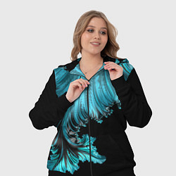 Женский 3D-костюм Черный с голубым неоновый фрактал Ледяная абстракц, цвет: 3D-черный — фото 2