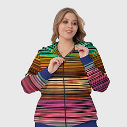 Женский 3D-костюм Multicolored thin stripes Разноцветные полосы, цвет: 3D-синий — фото 2