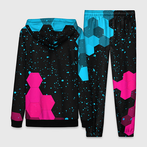 Женский костюм Nissan - neon gradient: символ и надпись вертикаль / 3D-Черный – фото 2