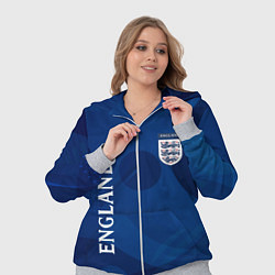 Женский 3D-костюм Сборная Англии Синяя Абстракция, цвет: 3D-меланж — фото 2