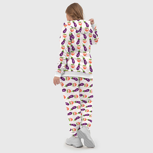 Женский костюм Баклажаны и персики паттерн / 3D-Белый – фото 5