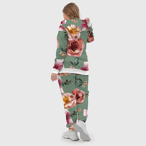 Женский костюм Цветы Нарисованные Розы и Пионы / 3D-Белый – фото 5