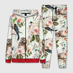 Женский костюм Цветы Нарисованные Магнолии и Птицы