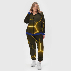 Женский 3D-костюм Золотые неоновые геометрические плиты, цвет: 3D-синий — фото 2