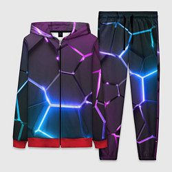 Женский 3D-костюм Фиолетовый градиент - неоновые геометрические плит, цвет: 3D-красный