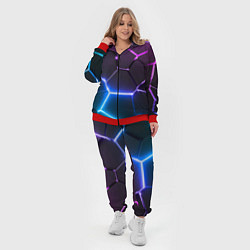 Женский 3D-костюм Фиолетовый градиент - неоновые геометрические плит, цвет: 3D-красный — фото 2