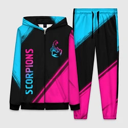 Женский 3D-костюм Scorpions - neon gradient: надпись, символ, цвет: 3D-черный