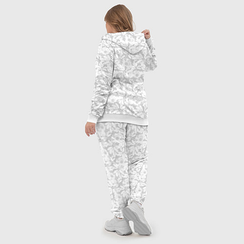 Женский костюм Белые цветы на светло сером / 3D-Белый – фото 5