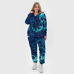 Женский 3D-костюм Закрученный синий фрактал, цвет: 3D-синий — фото 2