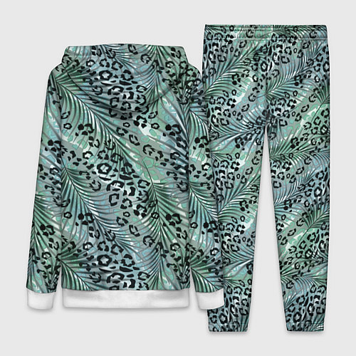 Женский костюм Листья пальмы на леопардовом серо - зеленом фоне / 3D-Белый – фото 2