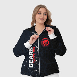Женский 3D-костюм Gears of War красно-белой лого на темном фоне, цвет: 3D-белый — фото 2