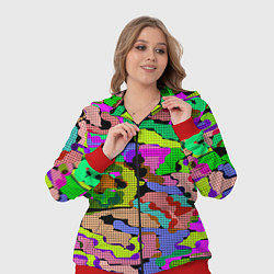 Женский 3D-костюм Разноцветный клетчатый камуфляж, цвет: 3D-красный — фото 2