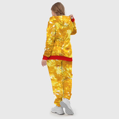 Женский костюм Золотые листья на ветках / 3D-Красный – фото 5
