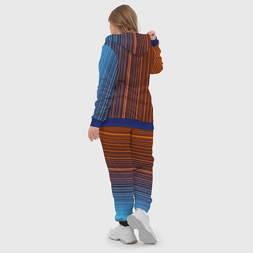 Женский костюм Абстрактные оранжевые и голубые линии во тьме / 3D-Синий – фото 5