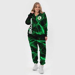 Женский 3D-костюм Шкода зеленые молнии, цвет: 3D-черный — фото 2