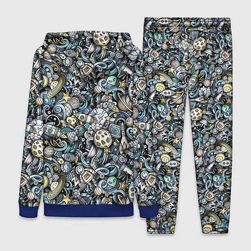 Женский костюм Космонавт, ракета и планета / 3D-Синий – фото 2