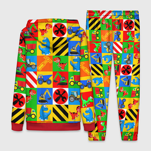 Женский костюм Машинки и динозаврики в кубиках / 3D-Красный – фото 2