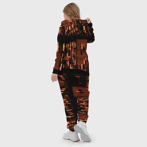 Женский костюм Абстрактное множество оранжевых фигур во тьме / 3D-Черный – фото 5