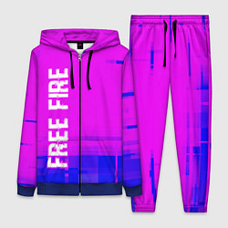 Женский 3D-костюм Free Fire glitch text effect: по-вертикали, цвет: 3D-синий