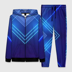 Женский 3D-костюм Глубокий синий с неоновыми полосами, цвет: 3D-черный