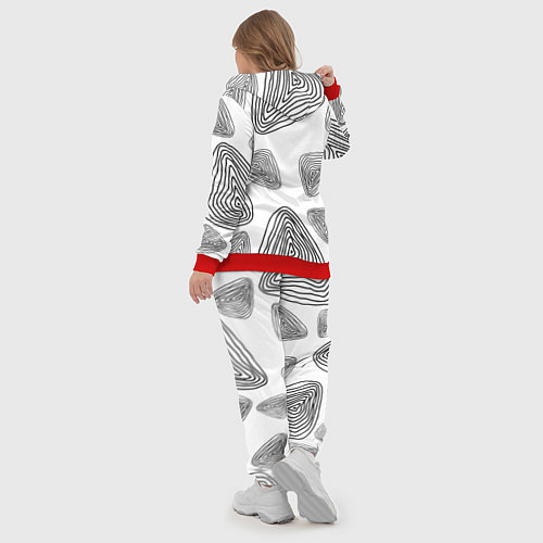 Женский костюм Чёрные отпечатки древности / 3D-Красный – фото 5