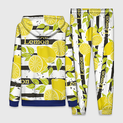Женский костюм Лимон на чёрно-белом фоне / 3D-Синий – фото 2