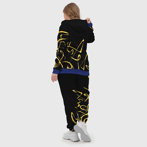 Женский костюм Золотая каллиграфия на черном фоне / 3D-Синий – фото 5