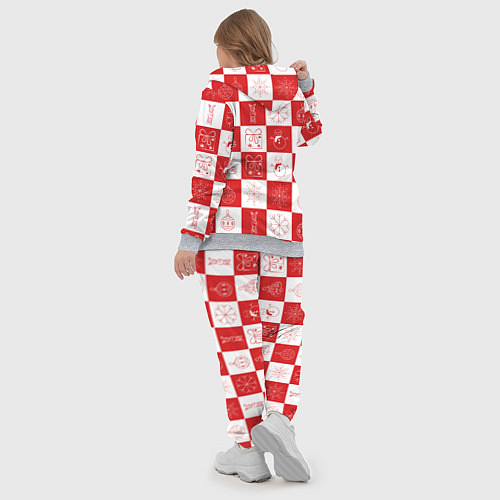 Женский костюм Красно-белые квадраты с шариками и снежинками / 3D-Меланж – фото 5