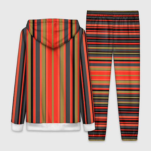 Женский костюм Вертикальные полосы в оранжево-коричневых тонах / 3D-Белый – фото 2