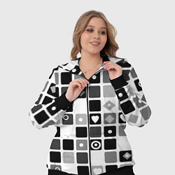 Женский 3D-костюм Черно-белый узор мозаика, цвет: 3D-черный — фото 2