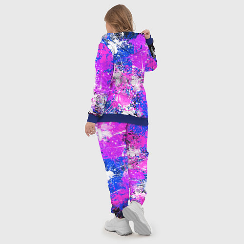 Женский костюм Разбрызганная фиолетовая краска - темный фон / 3D-Синий – фото 5