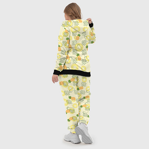 Женский костюм Узор из ананасов на желтом фоне / 3D-Черный – фото 5