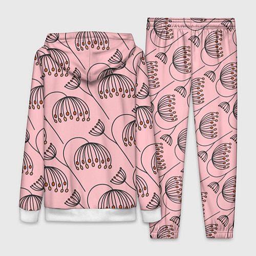 Женский костюм Цветы в стиле бохо на пудрово-розовом фоне / 3D-Белый – фото 2