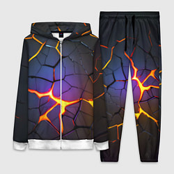 Женский 3D-костюм Неоновые трещины - лава, цвет: 3D-белый