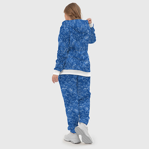 Женский костюм Женские лица на джинсовом синем / 3D-Белый – фото 5