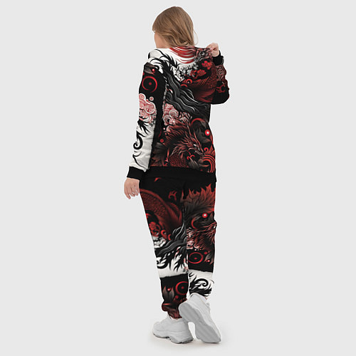 Женский костюм Красный Irezumi узор / 3D-Черный – фото 5