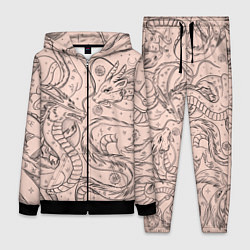 Женский 3D-костюм Дракон - унесенные призраками: тату на бежевом, цвет: 3D-черный