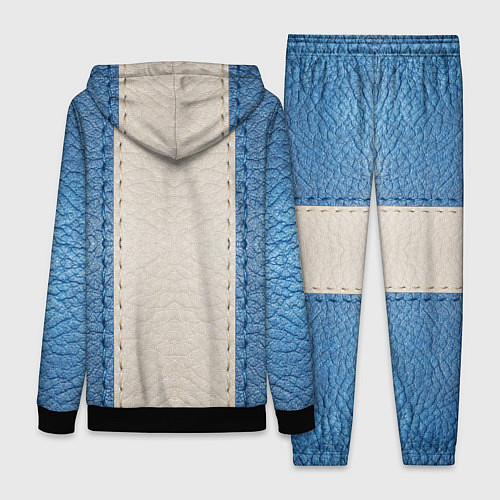 Женский костюм Кожа синяя белая / 3D-Черный – фото 2