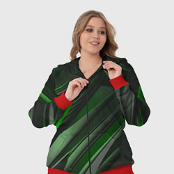 Женский 3D-костюм Green black abstract, цвет: 3D-красный — фото 2