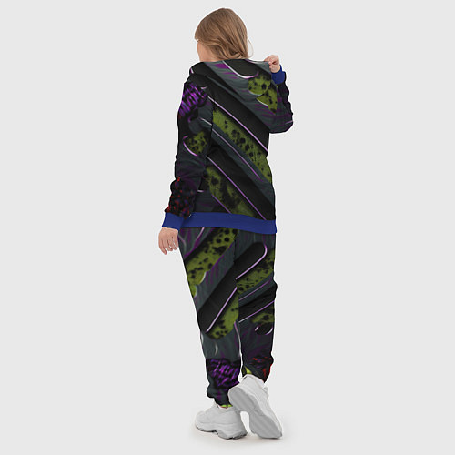 Женский костюм Текстура с зелеными вставками / 3D-Синий – фото 5