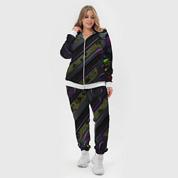 Женский 3D-костюм Фиолетовые и зеленые вставки, цвет: 3D-белый — фото 2