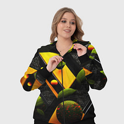 Женский 3D-костюм Объемные зеленые листья, цвет: 3D-черный — фото 2