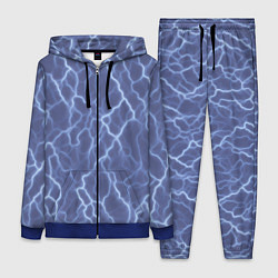 Женский 3D-костюм Электрический разряд на голубом фоне, цвет: 3D-синий