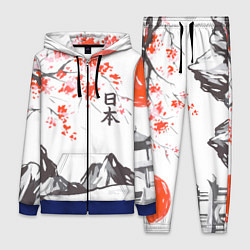 Женский 3D-костюм Цветущая сакура и солнце - Япония, цвет: 3D-синий