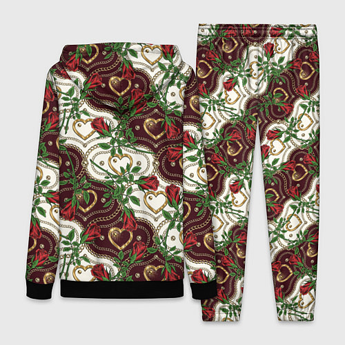 Женский костюм Романтика - сердечки и розы / 3D-Черный – фото 2