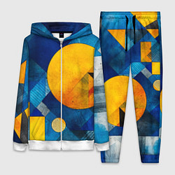 Женский 3D-костюм Жёлтая и синяя геометрия, цвет: 3D-белый